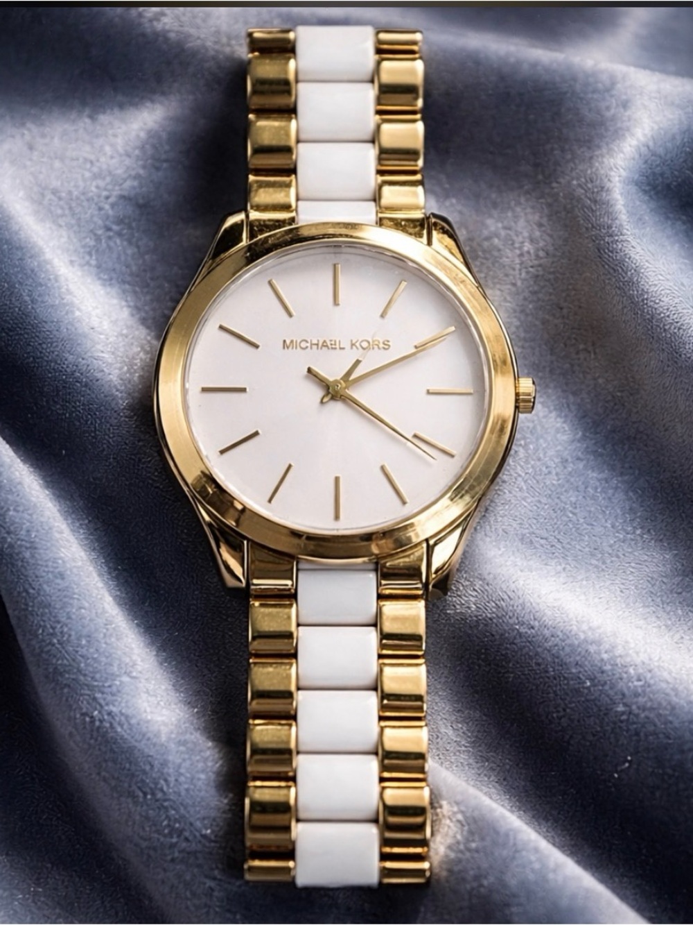 Michael Kors Gold and White Link Bracelet Watch